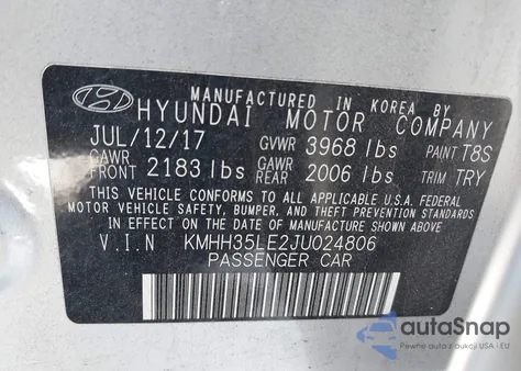 2018 Hyundai Elantra Gt из США, поврежденный, VIN KMHH35LE2JU024806